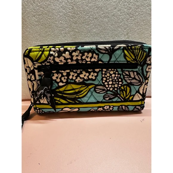 Vera Bradley One Size Teal Green Floral Quilted Wallet - Picture 8 of 12